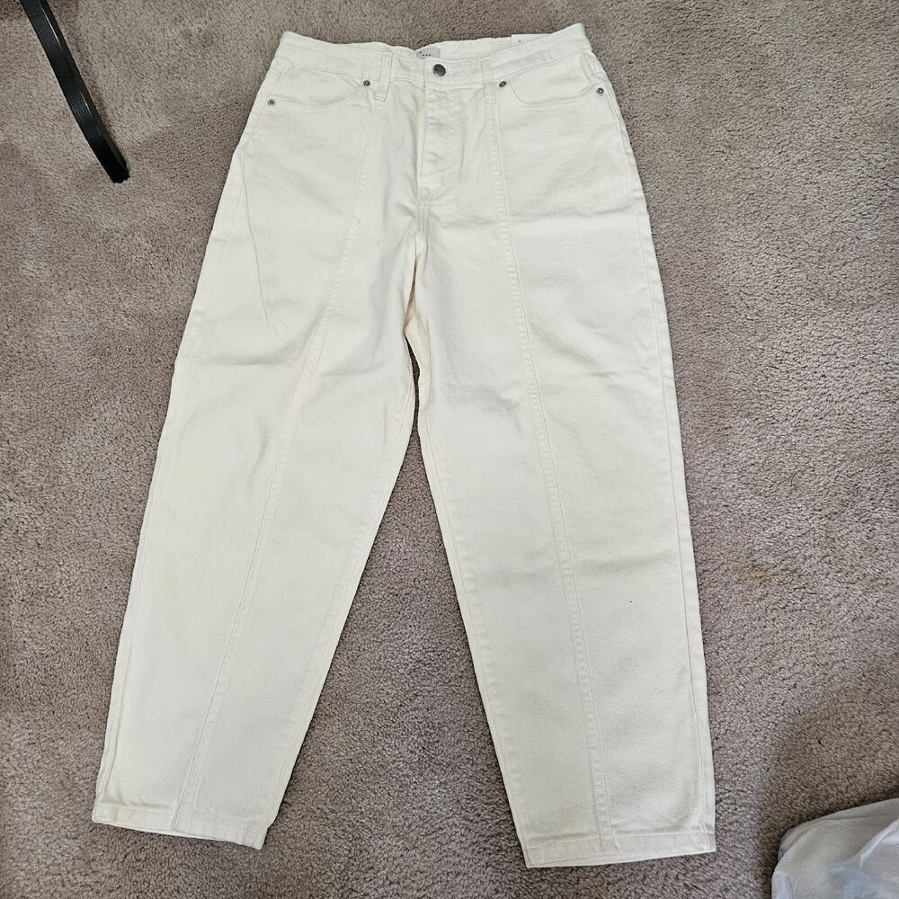 A New Day Cream Off White Jeans Sz 10 Tapered Leg Highest Rise Relaxed NWT